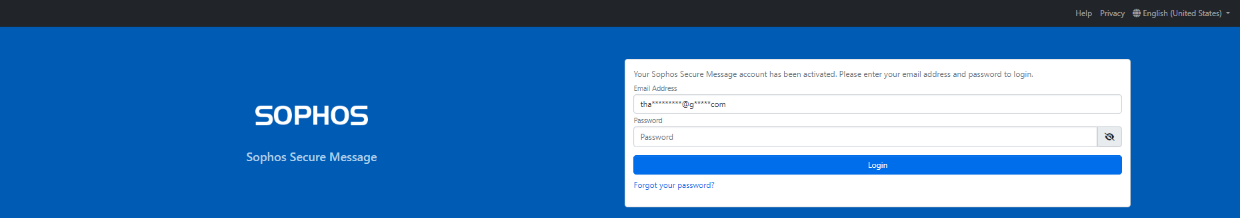 Sophos confirmation page