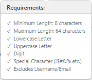 Password requirements