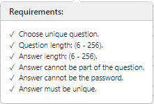 Security question requirements